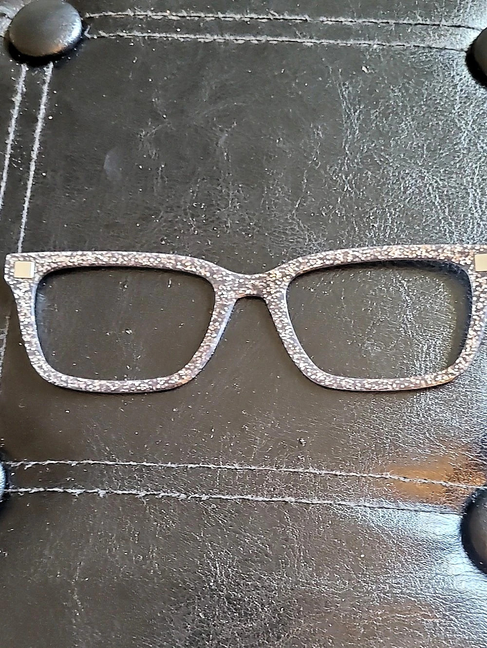 Rhinestone Frame Glasses in Black & Silver Like New